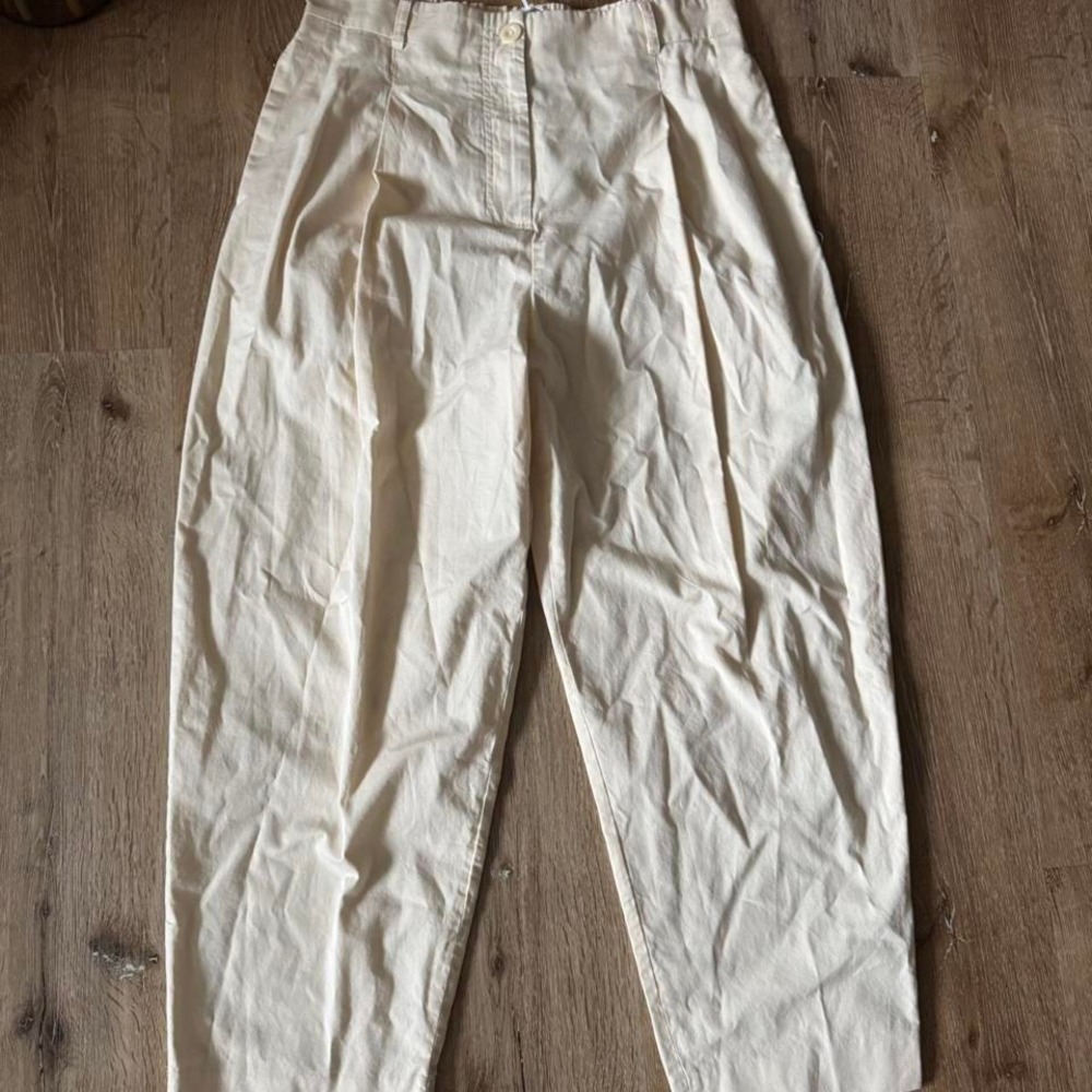 COS NWT Cream/ off white pleated Barrel Leg Trousers US womens‎ size 12